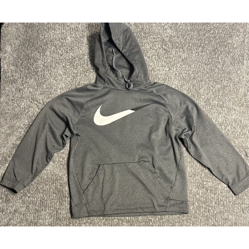 Nike Mens Therma-FIT Graphic Swoosh Hoodie Gray 844637 Large